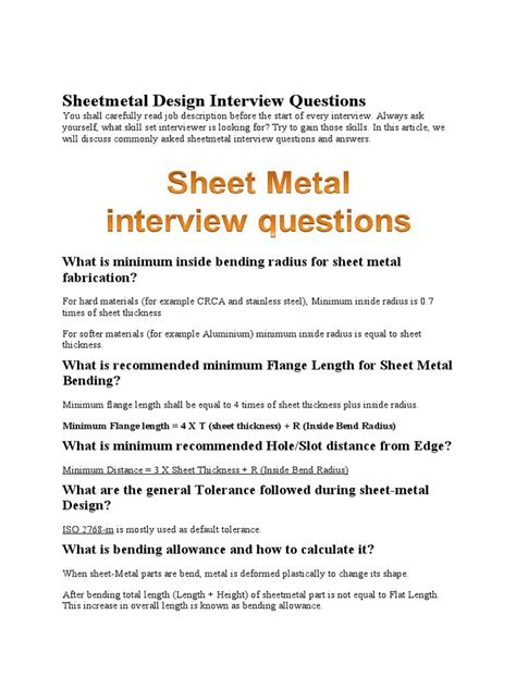 solidworks sheet metal interview questions